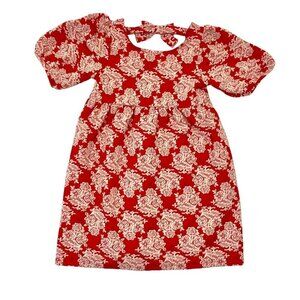 Janie and Jack Puff Sleeve Floral Party Dress Red White Girls size 10